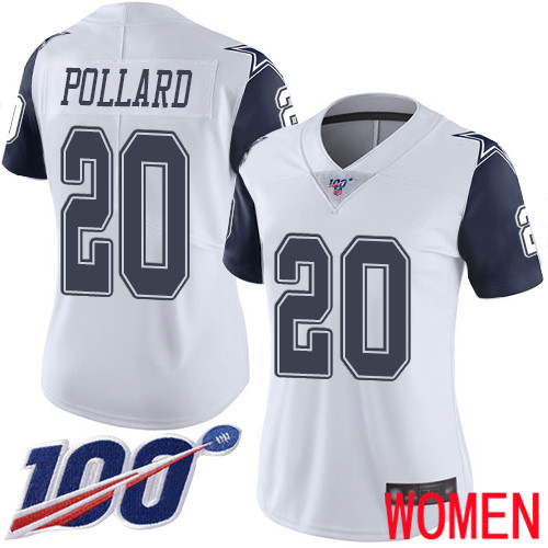 Women Dallas Cowboys Limited White Tony Pollard #20 100th Season Rush Vapor Untouchable NFL Jersey->dallas cowboys->NFL Jersey